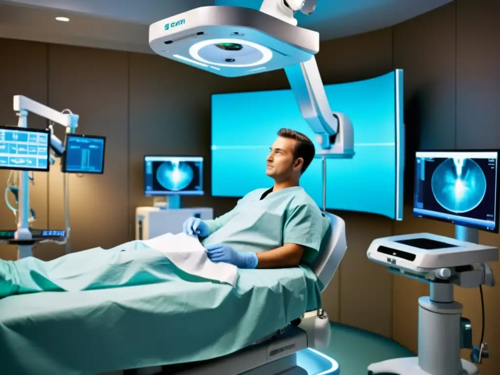 Robótica en cirugías torácicas mejoradas: Imagen futurista de cirugía robótica en sala moderna, con precisión y tecnología avanzada