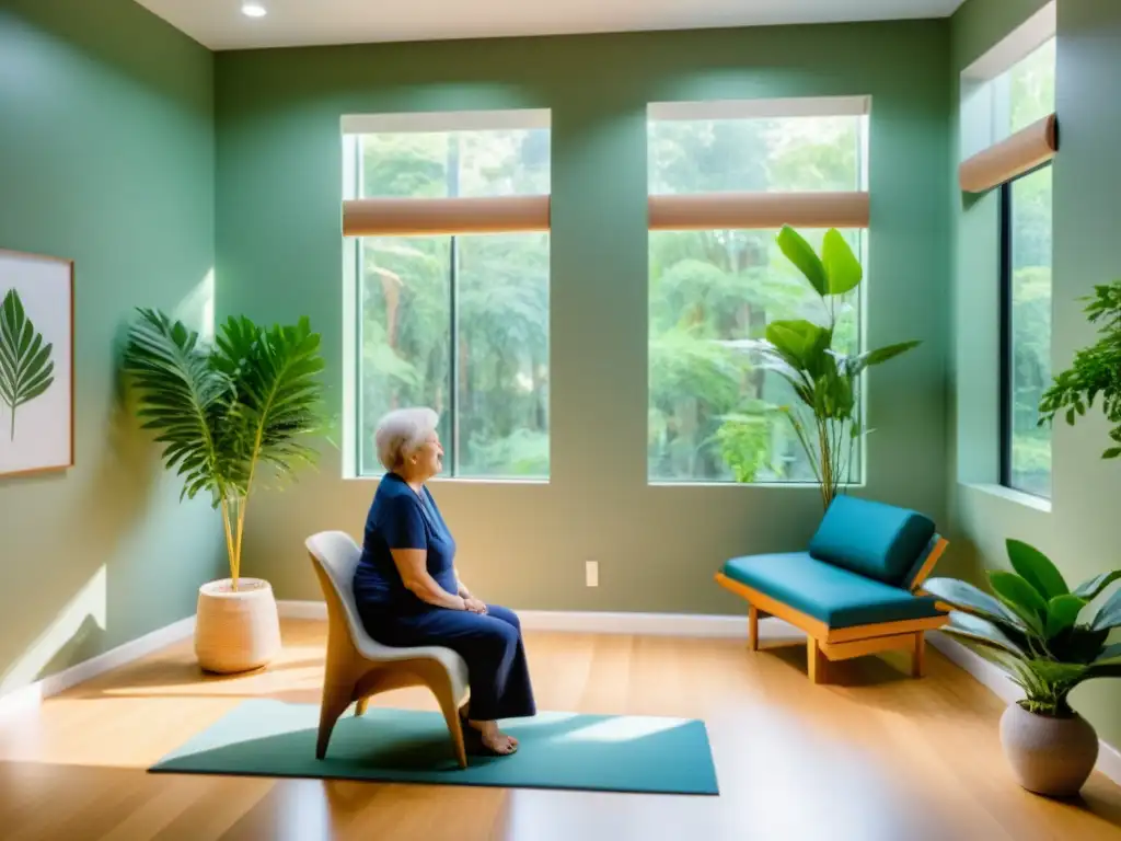 Una sala de terapia tranquila y moderna con luz natural