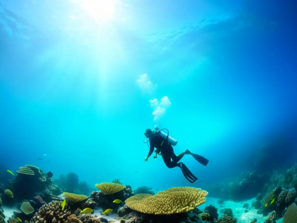 Una inmersión serena en un vibrante arrecife de coral en Australia, con colores y detalles cautivadores bajo el agua