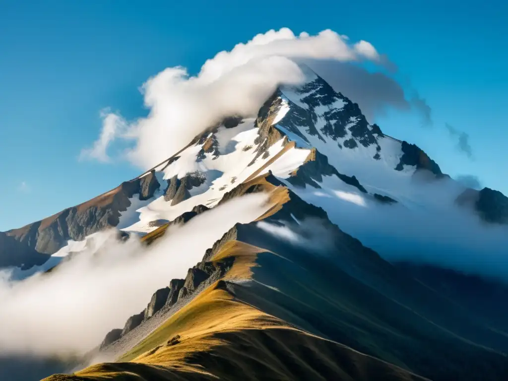 Vista impresionante de una cumbre montañosa con beneficios para la salud respiratoria en altitud